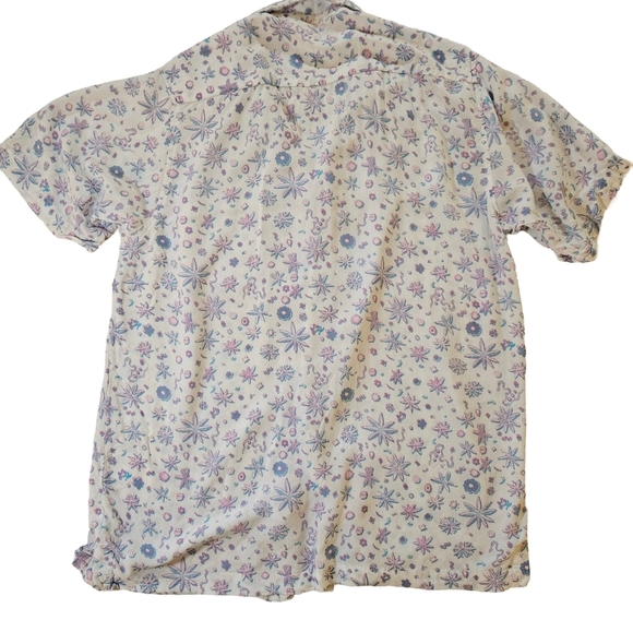 Rowdy Gentlmen Hawaiian Shirt, Blue/Pink Starfish Design,Large - Picture 2 of 11